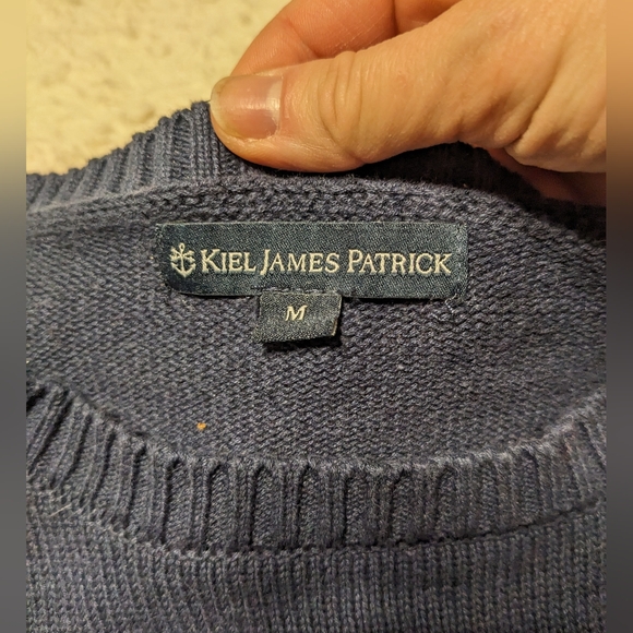 Kiel James Patrick Navy Blue Fox Crest Monogrammed Embroidered Sweater sz M - Picture 4 of 8